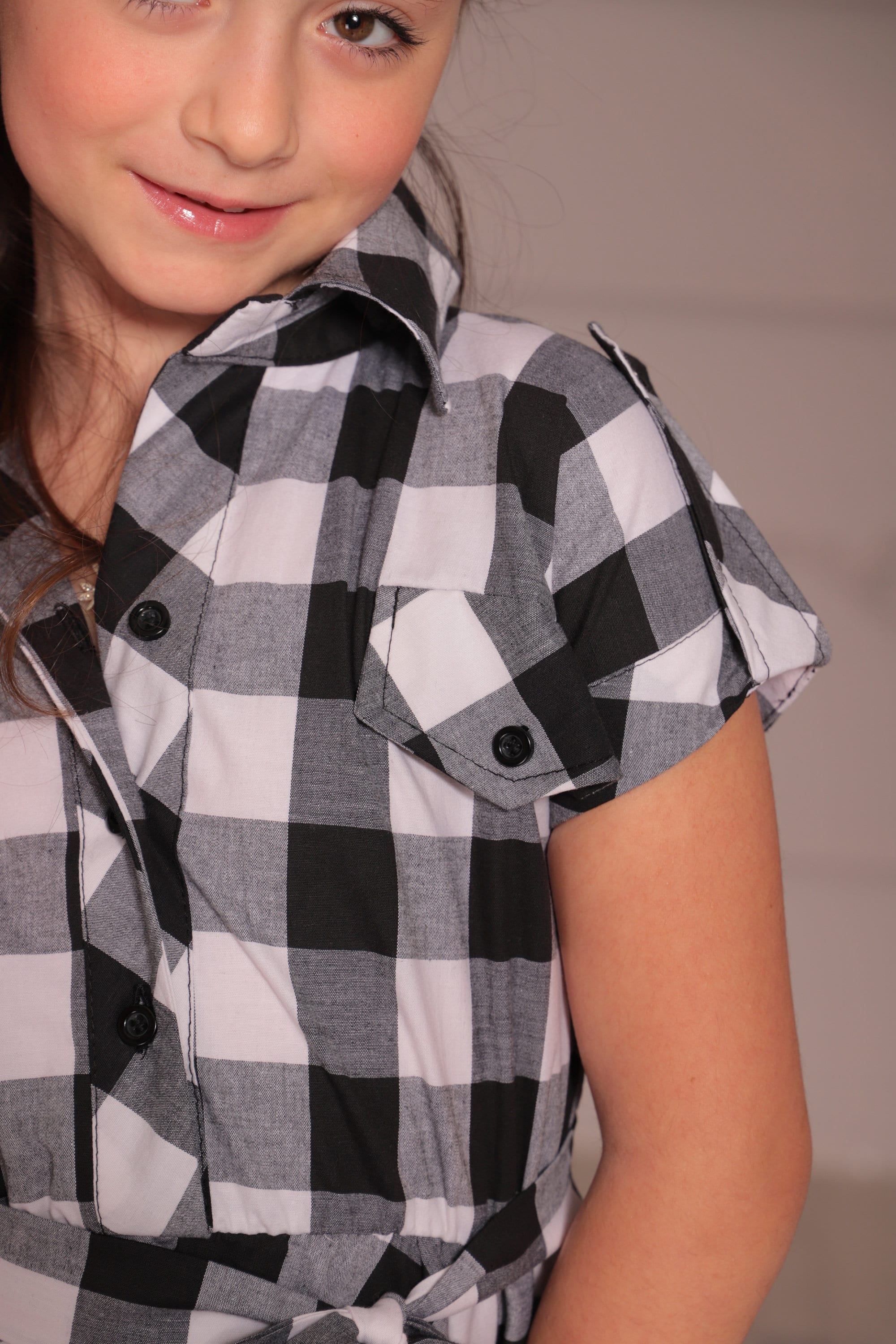 plaid shirt dress black and white Calypso Plaid Patchwork Shirt Dress – Nidys Closet main image 0