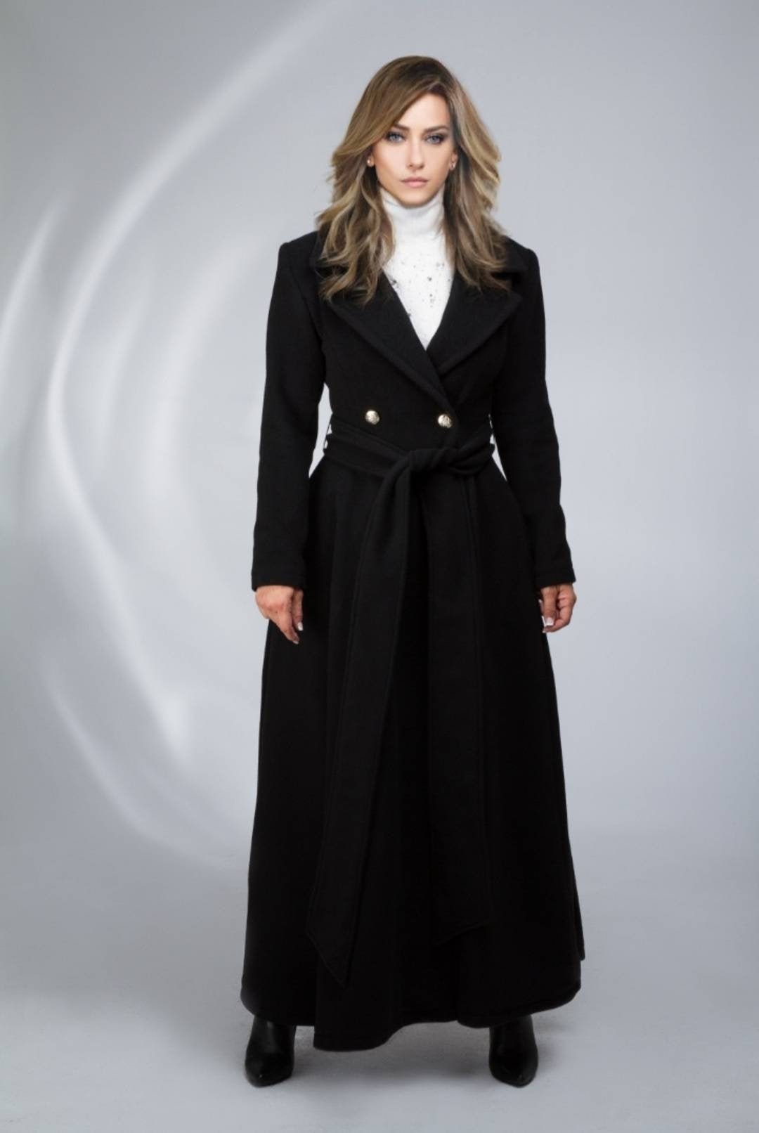 Black Long Wool Coat Womens, Women's Maxi Coat, Long Wool Coat