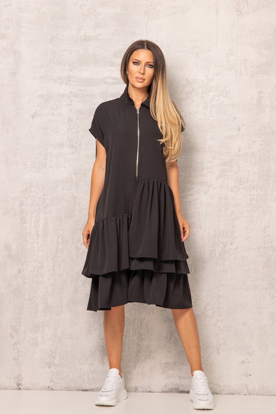 Black Layered Dress, Tiered Dress, Spring Style, Black Midi Dress, Ruffle Dress, Womens Clothing, Plus Size Clothing, Dresses For Women Black Layered Dress, Tiered Dress, Spring Style, Black Midi Dress, Ruffle Dress, Womens Clothing, Plus Size Clothing, Dresses For Women