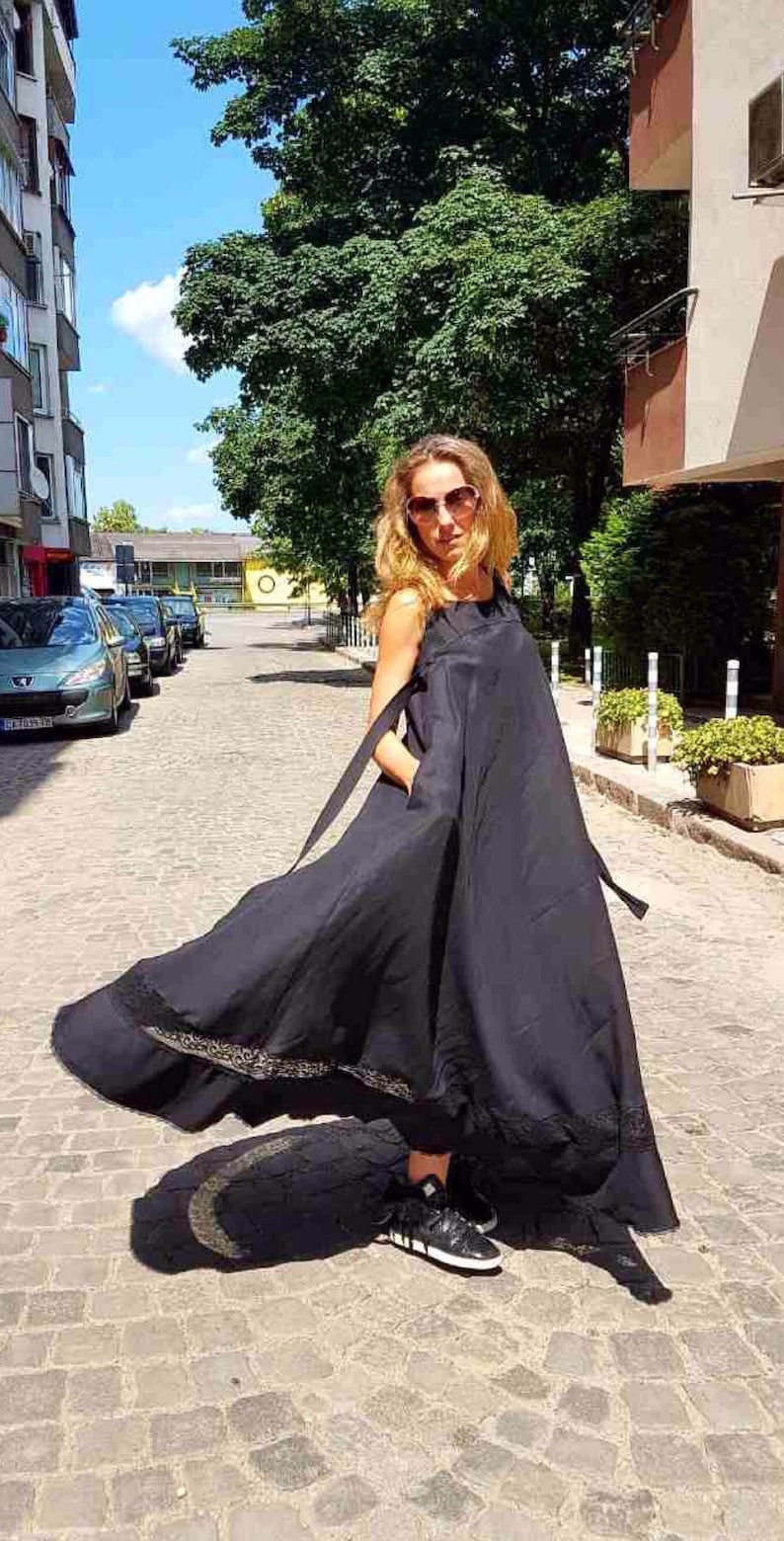 Black Linen Dress Linen Clothing Linen Kaftan Dress Tank Dress Linen Maxi Dress Gothic Clothing Black Maxi Dress Oversized Dress