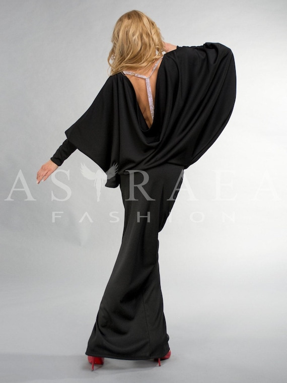 Black Formal Dress Batwing Sleeves Dress Plus Size Clothing Maxi Dress for Special Occasion Wedding Guest Dress Cocktail Backless Dress Etsy Canada