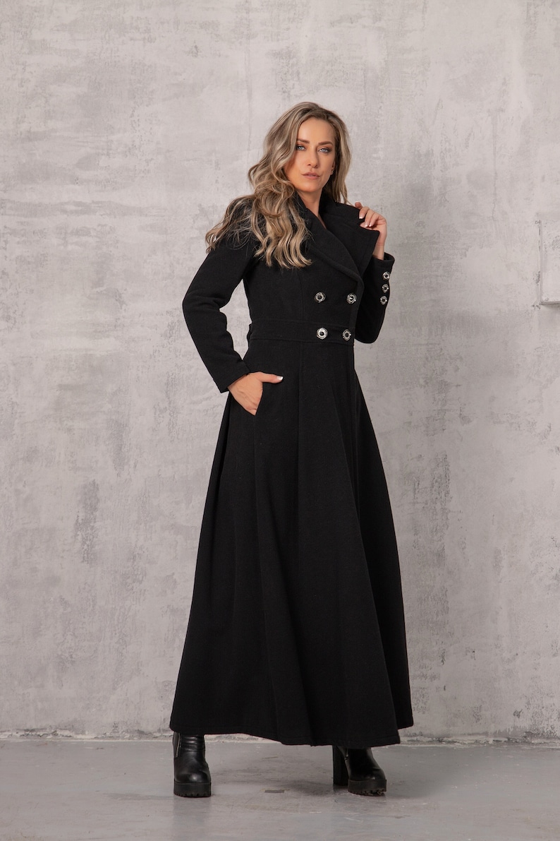 1930s Clothing and Fashion for Women NEW Wool Long Coat in Black Princess Coat Plus Size Clothing Black Goth Coat Natural Coat Floor Length Coat Maxi Coat Women Cashmere $289.00 AT vintagedancer.com