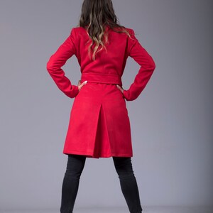 Knee Length Elegant Coat, Warm Cashmere Wool Coat, Winter Fashion Coat, Designer Coat, Knee Length Coat with Pockets,Trendy Coat,Autumn Coat image 4