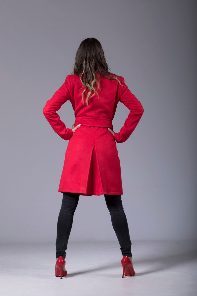 Knee Length Elegant Coat, Warm Cashmere Wool Coat, Winter Fashion Coat, Designer Coat, Knee Length Coat with Pockets,Trendy Coat,Autumn Coat image 4