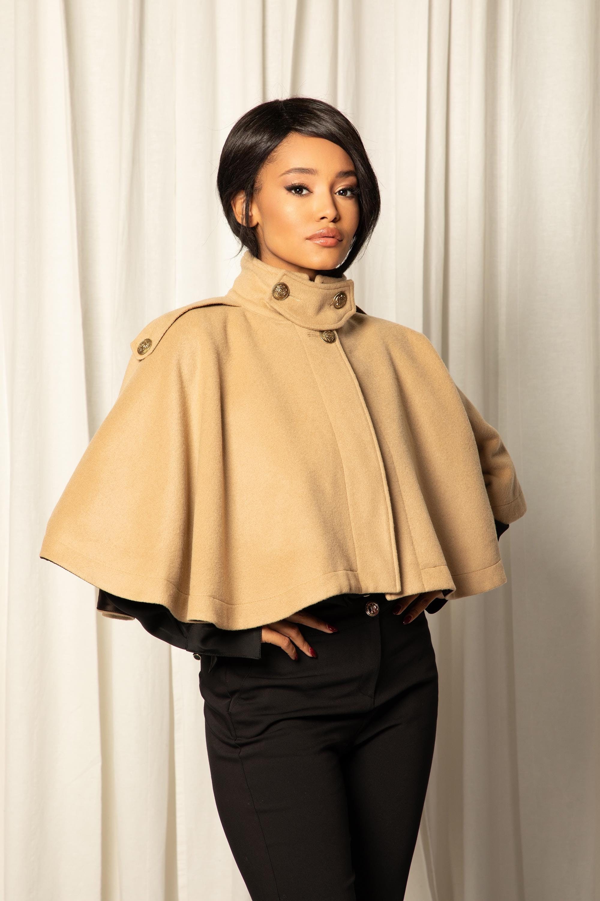 Wool Cape Coat, Regency Cape, Elbow Length Cape, Womens Jackets