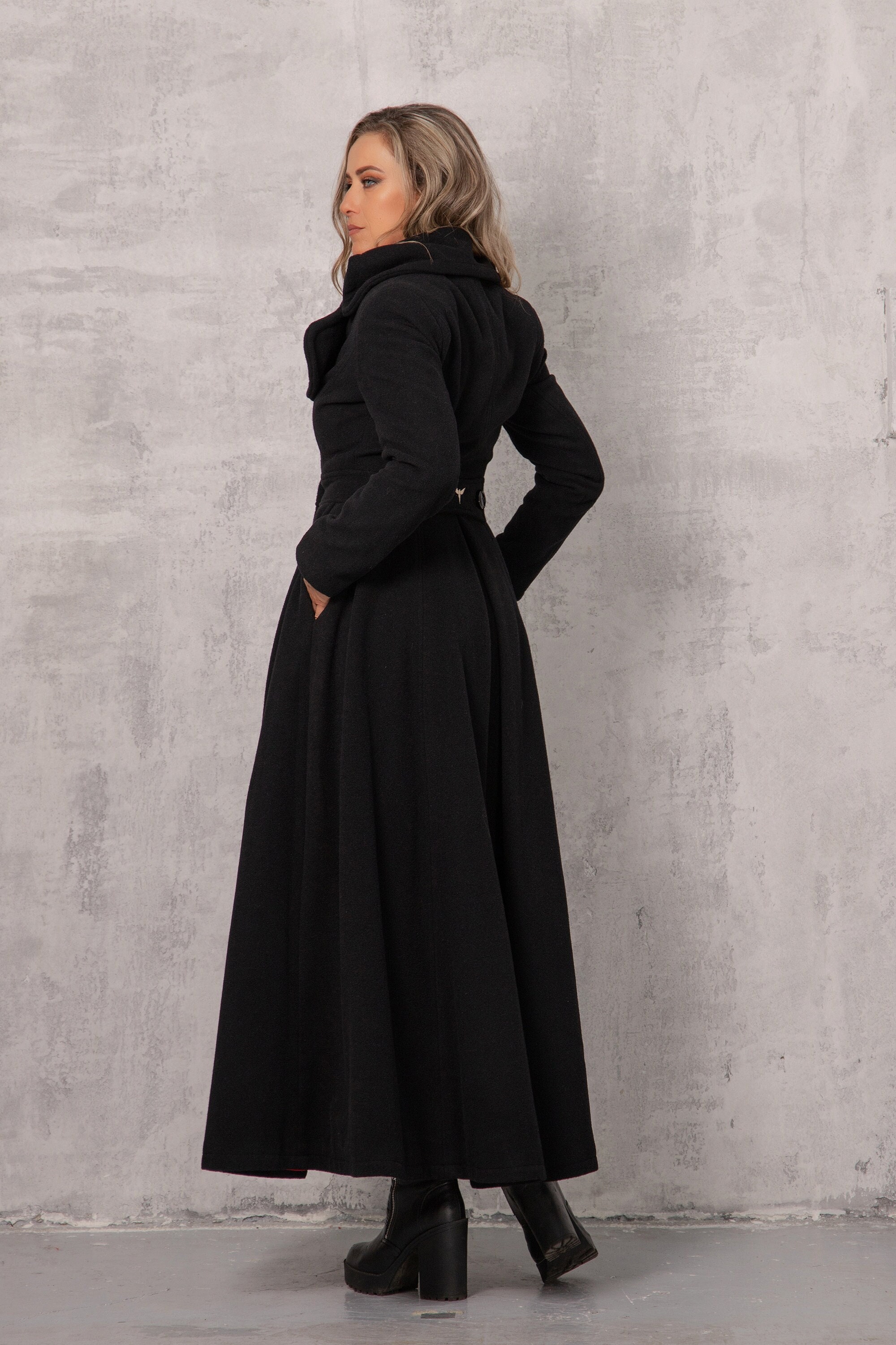 Jackets and Coats, Black Maxi Coat, Long Wool Winter Coat, Custom