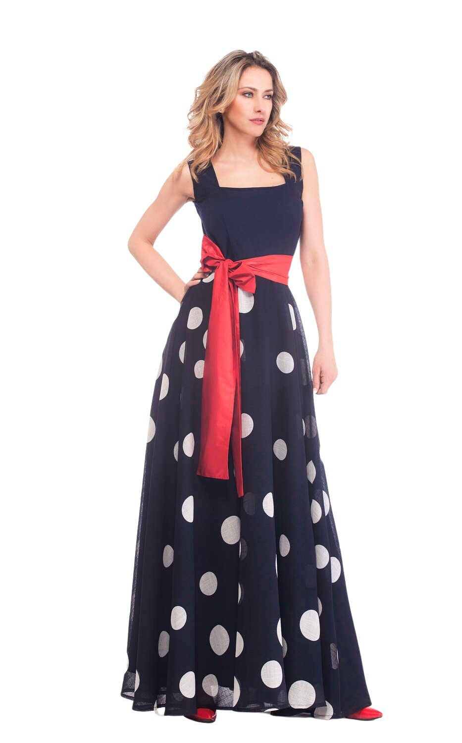 Maxi Dress Women Polka Dot Dress Plus 