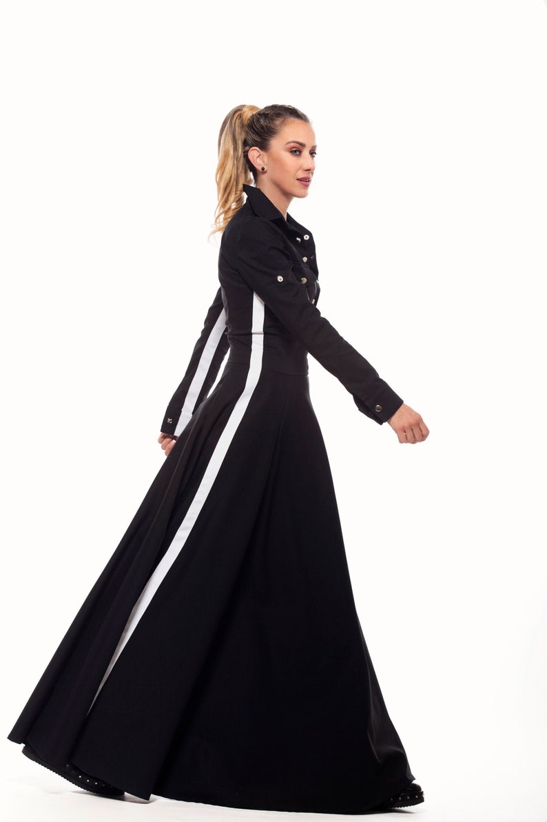 Long Gothic Plus Size Dress Black u0026 White Party Dress Full - Etsy