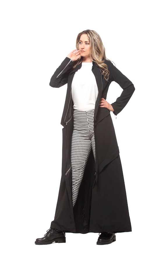 long black women's coat plus size