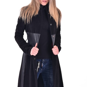 Manteau en cachemire, Manteau en laine pour femme, Manteau d'hiver, Manteau chaud, Vêtements grande taille, Manteau en laine noir, Pardessus pour femme, Manteau long, Manteau oversize