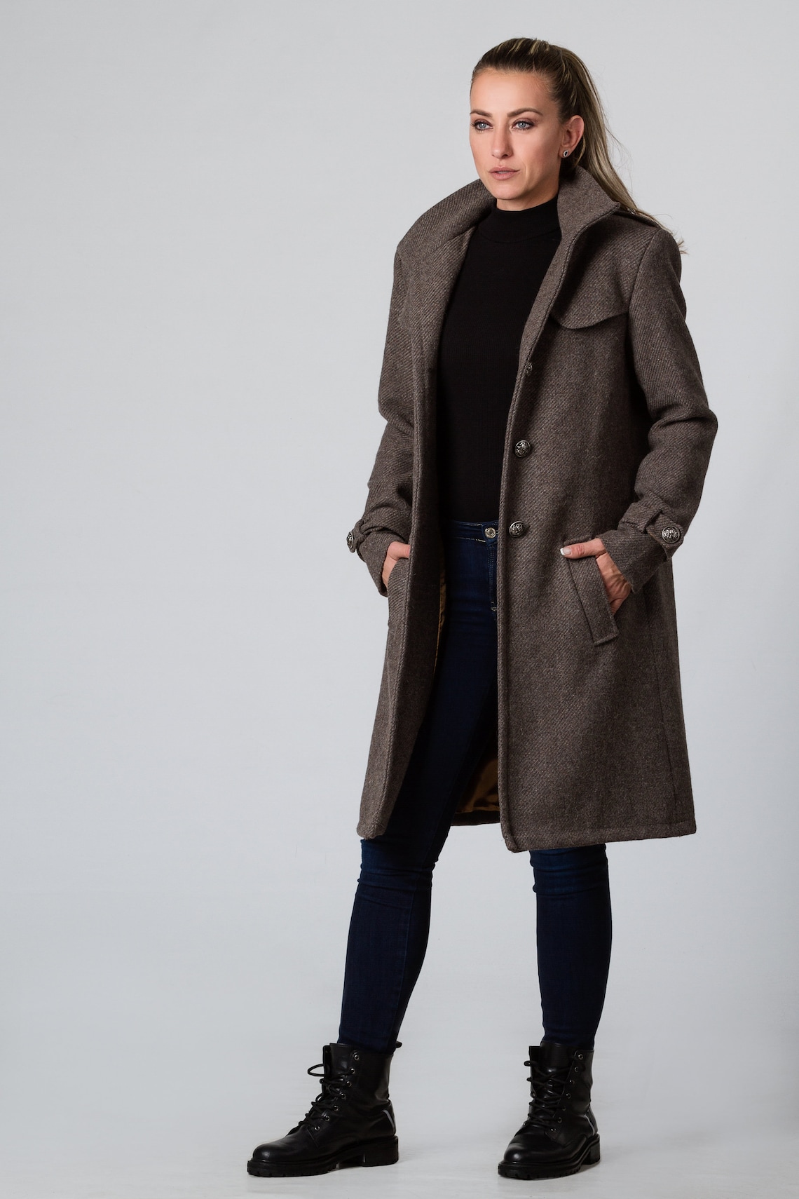 Wool Winter Coat Plus Size Cashmere Coat Women Knee Length Etsy