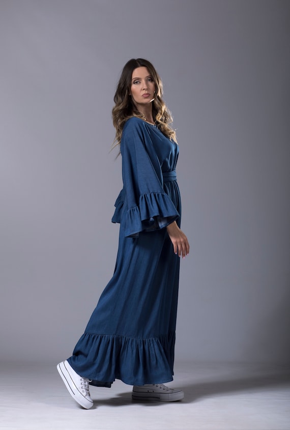 Loose Dress, Party Wear, Wedding Guest Dress, Bridesmaid Dress, Plus Size  Clothing, Womens Clothing Dresses, Ruffle Sleeve Dress - Etsy Australia
