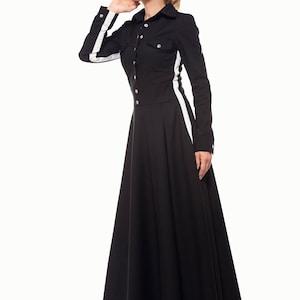 Long Gothic Plus Size Dress Black & White Party Dress Full - Etsy