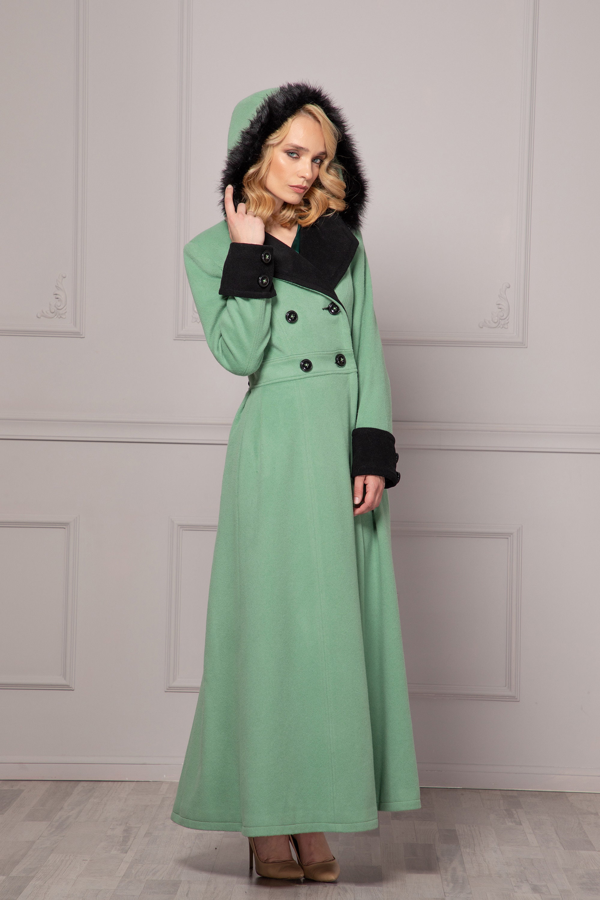 Hooded Feminine Fit and Flare Warm Winter Jacket Coat, Colorful
