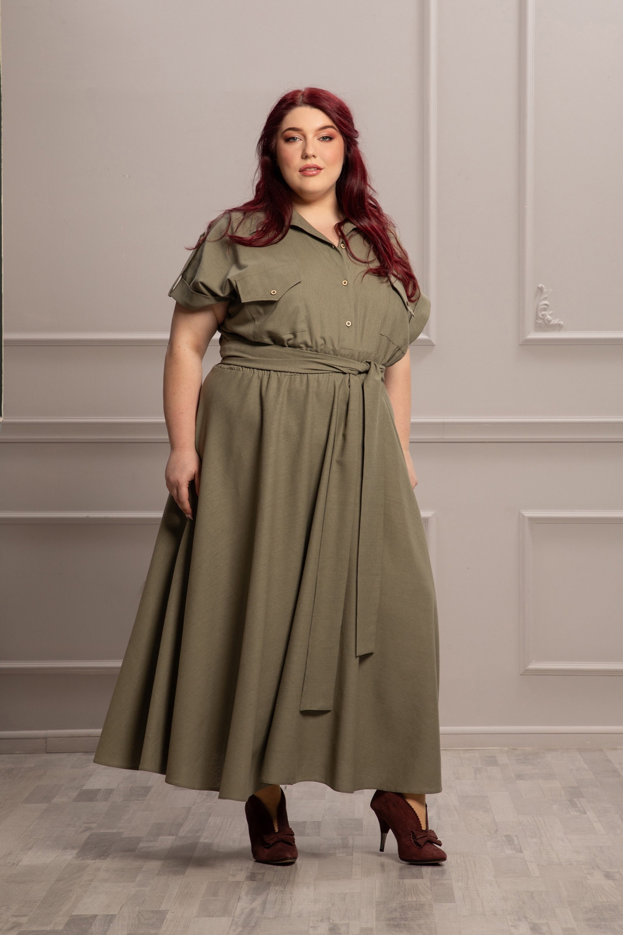 Plus Size Linen Dress, Wedding Guest Dress, Garden Party Dress, Custom Linen Clothing, Spring Fashion, Womens Clothing, Chateaucore