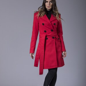Knee Length Elegant Coat, Warm Cashmere Wool Coat, Winter Fashion Coat, Designer Coat, Knee Length Coat with Pockets,Trendy Coat,Autumn Coat image 2