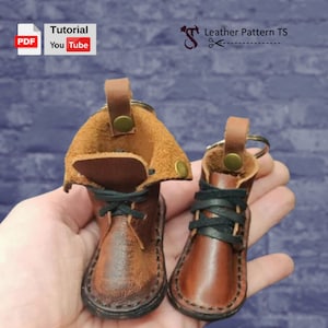 Leder Mini Boot Schnittmuster - Leder Schlüssel Schnittmuster - Schuh Schlüsselanhänger Leder - Video Anleitung - Leder Schnittmuster TS