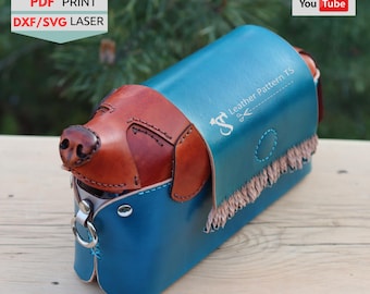 Sleeping Dog Leather Pattern, Deck Box, Dog Treat Jar, Laser Cut Files , PDF (Download)