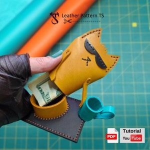 Leather cat jewelry box pattern - Leather pattern PDF - Leather Cat Secret Box - Video Tutorial - Leather Pattern TS