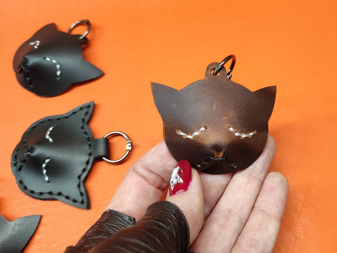 Leather Cats Keychain Pattern PDF Download Cute Kittens Etsy