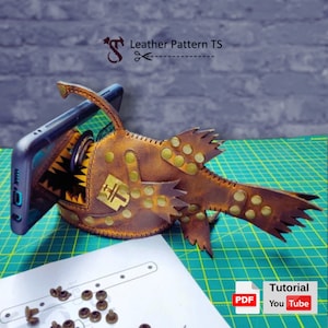 Monkfish Leather Pattern Steampunk - leather Fish Template PDF - Phone Stand Pattern Angler - Download PDF - Tutorial - Leather Pattern TS