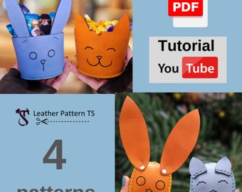 Leather Toys & Baskets Patterns: Cat, Rabbit (PDF Pattern)