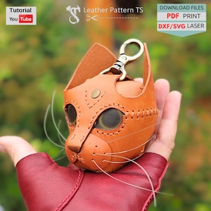 Leren kattenportemonnee sleutelhanger Patroon: portemonnee en tasbedel (digitale download)