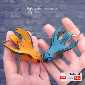 Leather Dragon Keychain Pattern - Template Pattern PDF - Pattern Key Leather - Beginners Leather pattern - Leather Pattern TS