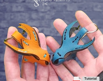 Leather Dragon Keychain Pattern - Template Pattern PDF - Pattern Key Leather - Beginners Leather pattern - Leather Pattern TS