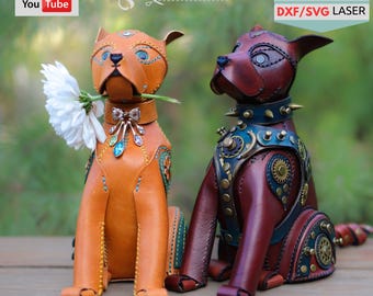 Mönster för läderhundspargris: Steampunk och blommönster (digital nedladdning)
