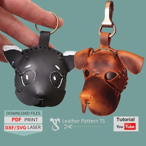 Zestaw skórzanych breloków z psem i kotem (PDF/DXF/SVG)