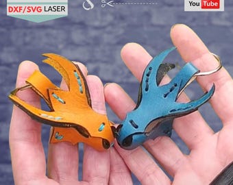Leather Dragon Keychain Pattern: Beginner  Project PDF SVG DXF Files (Digital)