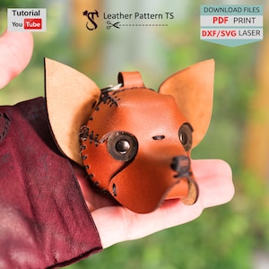 Leather Chihuahua Keychain Pattern: Two Moods, Bag Charm (PDF, SVG, DXF Files)