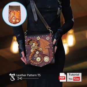Steampunk Dragon Leather Bag Lid Pattern (PDF)