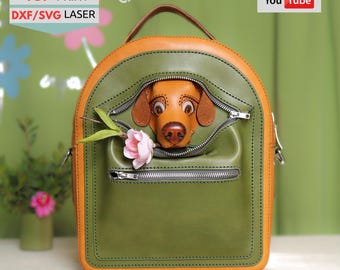 Dog Bag Leather Backpack Pattern: 2-in-1 PDF SVG DXF Files (Digital)