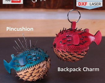 Leather Fugu Pattern: DIY Pincushion & Backpack Charm (PDF, DXF)