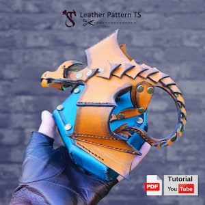 Dragon Leather Pattern PDF - Jewelry Box Template - Steampunk Pattern - Video Tutorial - Leather Pattern TS