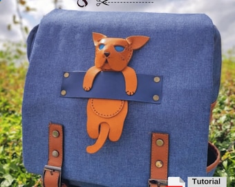 Patrón de decoración para mochila de cuero con diseño de gato: Accesorios DIY (Patrón en PDF)