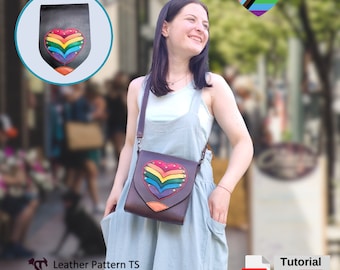 LGBT Heart Leather Bag Lid Pattern for Transformer Bag (PDF)