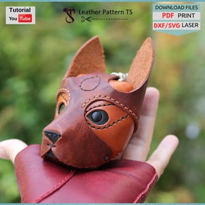 Padrão de carteira de couro para cachorro: mini porta-moedas e chaveiro (arquivos PDF, SVG, DXF)