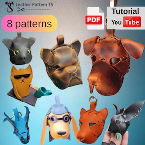 Leather Animals Keychain Pattern: 8 Set PDF (Digital Download)