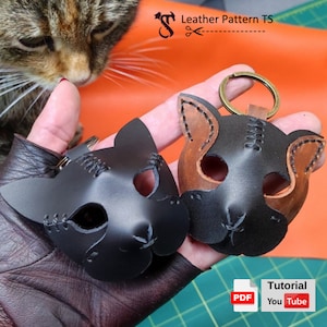 Leather Cat Pattern PDF - Leather Key Template - Beginners Leather pattern - Backpack Keychain template - - Leather Pattern TS