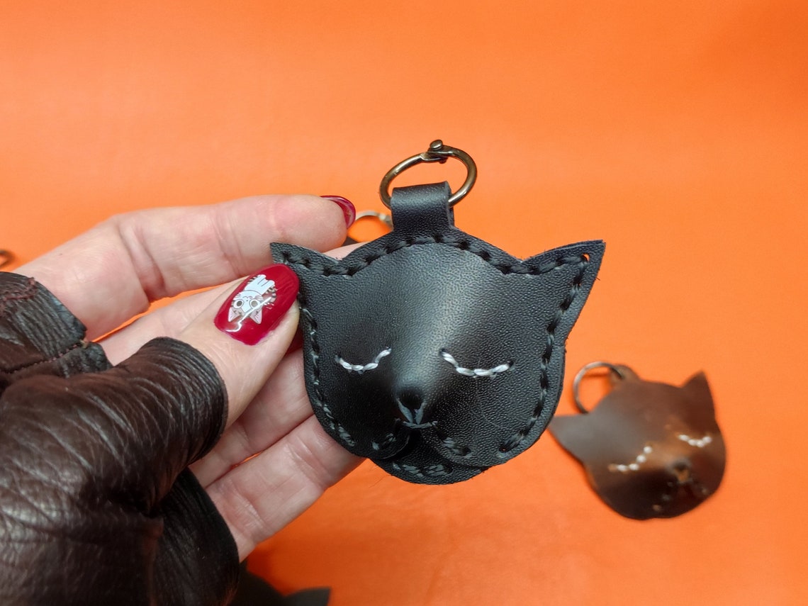 Leather Cats Keychain Pattern PDF Download Cute Kittens Etsy