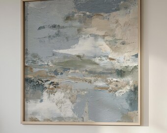 Neutral Blue and Grey Abstract Art Print | Acrylic Painting | Modern ...