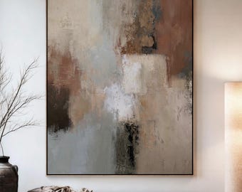 Abstract Terracotta And Beige Art Print | Acrylic Painting | Modern Minimalist Poster | Stretched Framed Canvas Wall Decor
