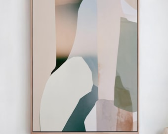 Abstract Pastel Art Print | Watercolor Painting | Modern Minimalist Poster | Stretched Framed Canvas Wall Decor