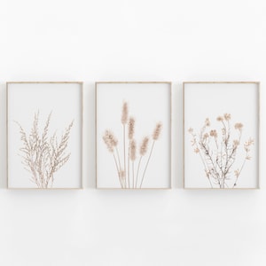 Botanical Print Set of 3, Dried Grass Print, Printable Art, INSTANT DOWNLOAD, Modern Minimalist Poster, Printable Wall Decor