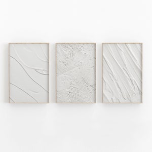 Minimale weiße abstrakte Malerei Drucksatz von 3 Wandkunst, DRUCKBARE Kunst, druckbare Wanddekoration, Poster