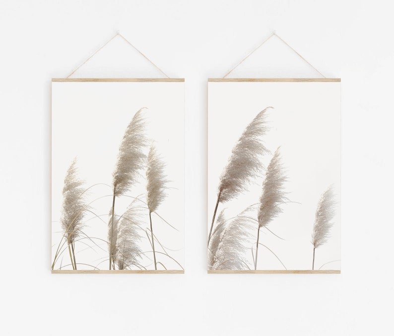 Modern Minimalist Poster Pampas Grass Print INSTANT DOWNLOAD Printable Wall Decor Botanical Print Set of 2 Printable Art