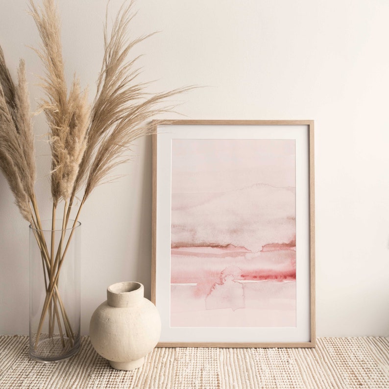 Blush Pink Painting Set of 2, Abstract Watercolor Print, Printable Art, INSTANT DOWNLOAD, Modern Minimalist Poster, Printable Wall Decor image 7